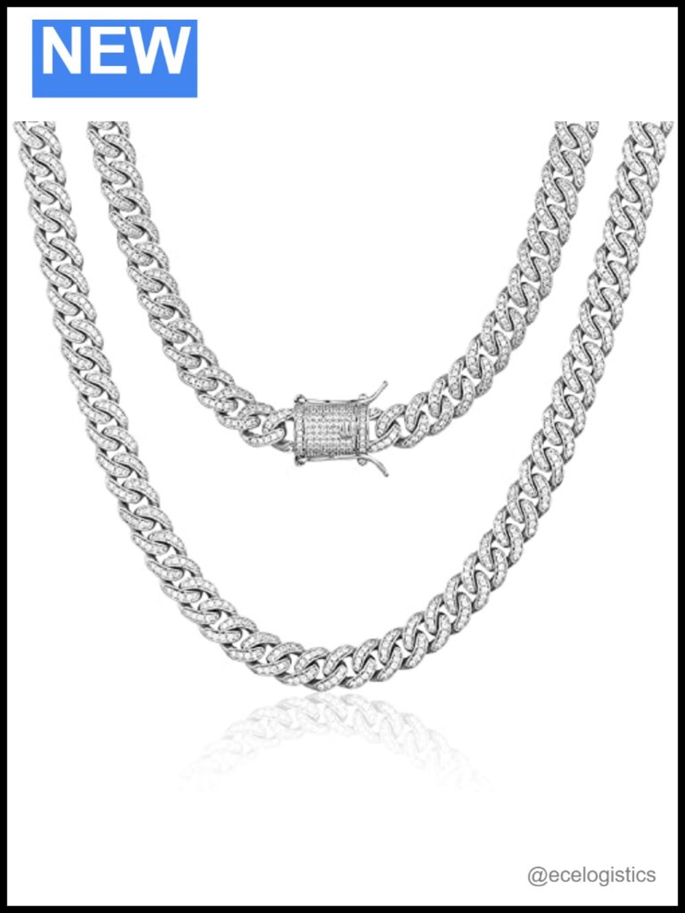 14K Gold Plated Cuban Link Chain 8mm CZ Iced Out Necklace Men Women Hip Hop